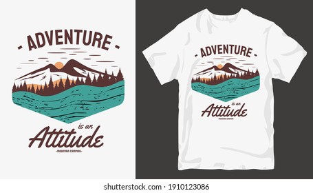 Adventure t-shirt design. Outdoor t shirt design. t-shirt design vector for print. Camping logo design vector illustration. Travel quotes for t shirt