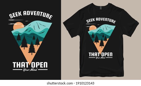 Adventure t-shirt design. Outdoor t shirt design. t-shirt design vector for print. Camping logo design vector illustration. Travel quotes for t shirt