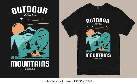 Adventure t-shirt design. Outdoor t shirt design. t-shirt design vector for print. Camping logo design vector illustration. Travel quotes for t shirt