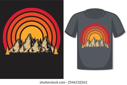 The Adventure T-shirt design is perfect for those who live for the thrill of exploration and the great outdoors. Featuring bold, graphic elements like mountain peaks, winding trails, and expansive for