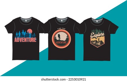 Adventure T-shirt Design Vector Set