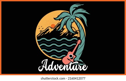 Adventure Typography vector illustration and colorful design. Adventure Typography vector t-shirt design in the black background.