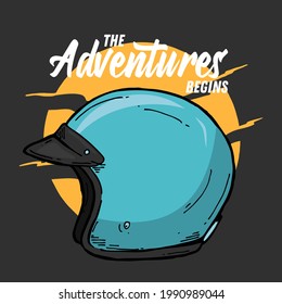 Adventure typography whit helmet illustration shirt design