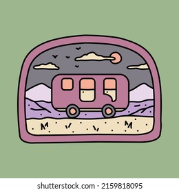 Adventure with van in the nature graphic illustration vector art t-shirt design