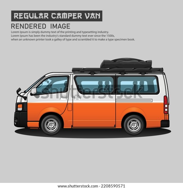 adventure\
van vector mockup on gray background for vehicle branding,\
corporate identity. View from side. All elements in the groups on\
separate layers for easy editing and\
recolor