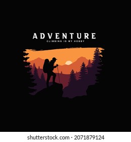 Adventure vector illustration. Climbing is my hobby illustration often used for T-shirt design and more