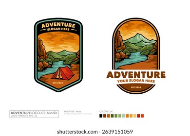 Adventure Vector Logo Template. This vector vintage logos for the camping theme. Perfect for posters, apparel, T-shirt design and many other.