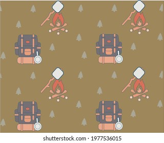 Adventure Vector seamless pattern with  flowers theme. . Design for wrapping, fabric or print.