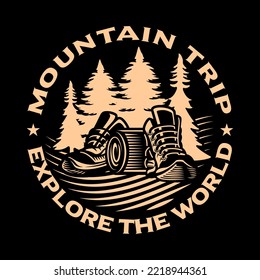 Adventure Vector Template. This camping in the mountain logo template it will be perfect as main identity element for travel agencies, websites about mountains and hiking, wildlife and tourism