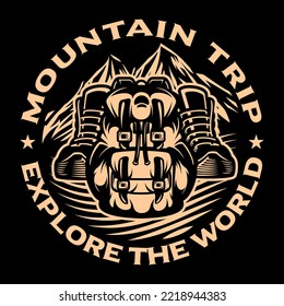 Adventure Vector Template. This camping in the mountain logo template it will be perfect as main identity element for travel agencies, websites about mountains and hiking, wildlife and tourism