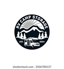 Adventure Vehicle RV Camp Ground Rental Storage Logo Template Vector