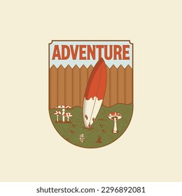 Adventure Vintage Badge Design Illustration. Surfing Vintage Retro Badge Logo.