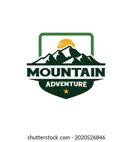 Adventure vintage logo with mountains