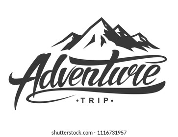 Adventure Vintage Logo With Mountains. Vector Illustration