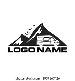 Adventure Wanderlust Vintage Hand Drawn Mountains And Forest Concept Camping Forest Excavator Logo