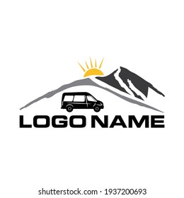 Adventure Wanderlust Vintage Hand Drawn Mountains And Forest Concept Camping Forest Excavator Logo