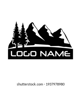 Adventure Wanderlust Vintage Hand Drawn Mountains And Forest Concept Camping Forest Excavator Logo