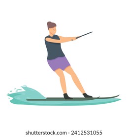 Adventure water skiing icon cartoon vector. Sport summer. Marine equipment