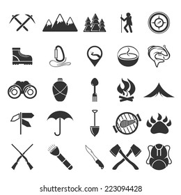 adventure web icons set flat design