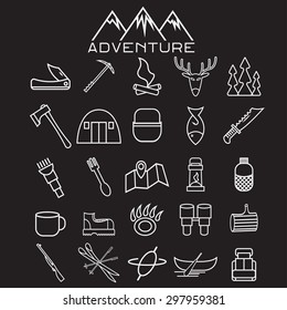 adventure web icons set flat design
