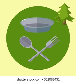 adventure web icons set, flat design