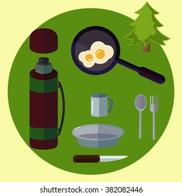 adventure web icons set flat design