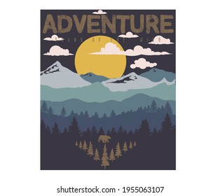 Adventure wild design t-shirt. outdoors vector modern art vector design.