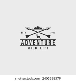 adventure of wild life logo vintage minimalist vector illustration design