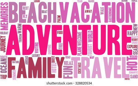 Adventure word cloud on a white background. 