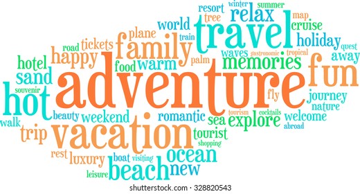 Adventure word cloud on a white background. 