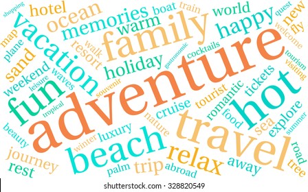 Adventure word cloud on a white background. 