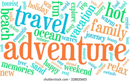 Adventure word cloud on a white background. 