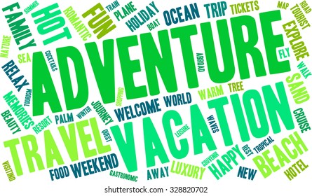 Adventure word cloud on a white background. 