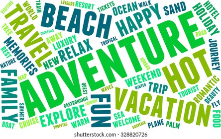 Adventure word cloud on a white background. 