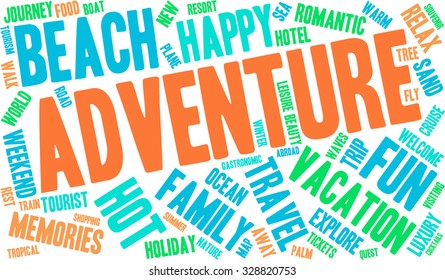 Adventure word cloud on a white background. 