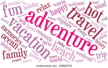 Adventure word cloud on a white background. 