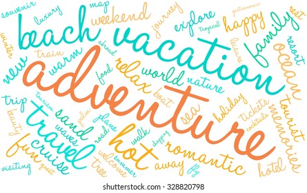 Adventure word cloud on a white background. 
