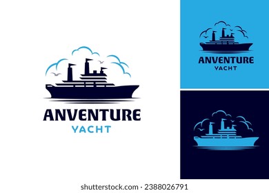Adventure Yacht logo. Suitable for travel and adventure-related designs, brochures, or blog articles about yacht trips or sea exploration.