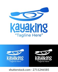 Una identidad de kayak enfocada en la aventura que muestra el movimiento de la paleta y la energía de los deportes acuáticos para la marca al aire libre y recreativa.