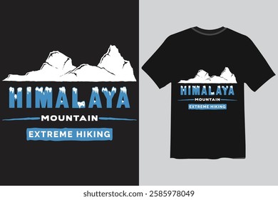 Adventure-inspired Himalaya mountain logo with icy typography. Perfect for hiking, trekking, t-shirts, posters, and outdoor branding. Ideal for extreme sports designs!