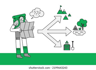 Ilustración de caracteres dibujados a mano de trazado de aventurero