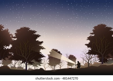 adventurer journey to deep forest when sunset