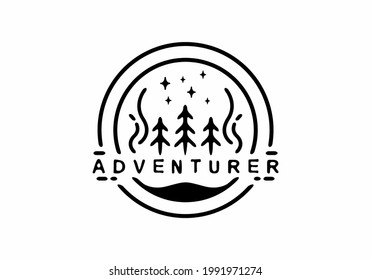 adventurer line art illustration badge design