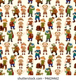 Adventurer people seamless pattern