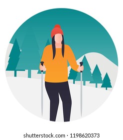 
An adventurer is skiing on snow 
