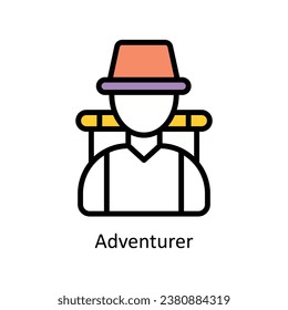 Adventurer  vector Filled outline Design illustration. Symbol on White background EPS 10 File 