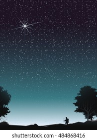 adventurer watch starlight in forest at night poster