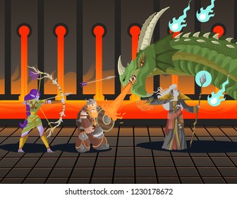 adventurers magical team fighting dragon svg