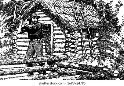 The Adventures of Alexander Selkirk, vintage illustration