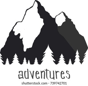 Adventures mountains vector illustration.  Concept for logo, t-shirt, stamp, etc.